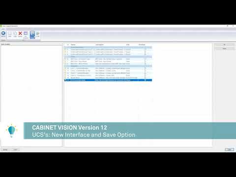 CABINET VISION Version 12 - UCSs - New Interface and Save Option